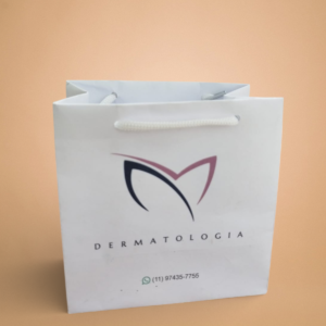 Sacola de papel off set 180g branca tam pp