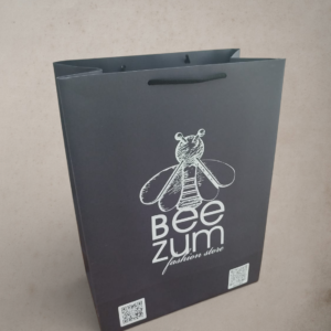 Sacola de papel personalizada preta tam G